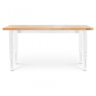 Gladiator 6' Adjustable Height Hardwood Workbench - Hammered White|Établi de 6 pi à hauteur réglable en bois franc de Gladiator - blanc martelé