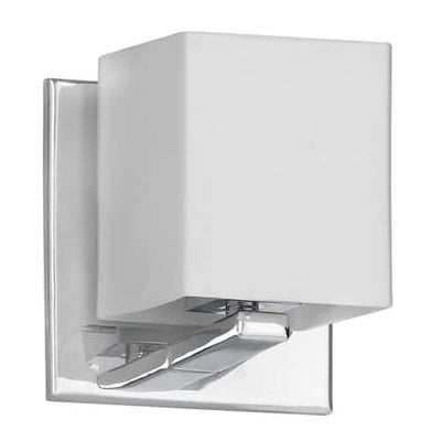 Dainolite Verona 1 Light Vanity Light Polished Chrome Finish White Glass Shade Lamp|Lumière de coiffeuse Verona de Dainolite avec abat-jour en verre blanc, fini chromé poli et 1 ampoule
