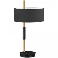 Dainolite Fitzgerald 1 Light Table Lamp Matte Black/Aged Brass Finish Black Shade