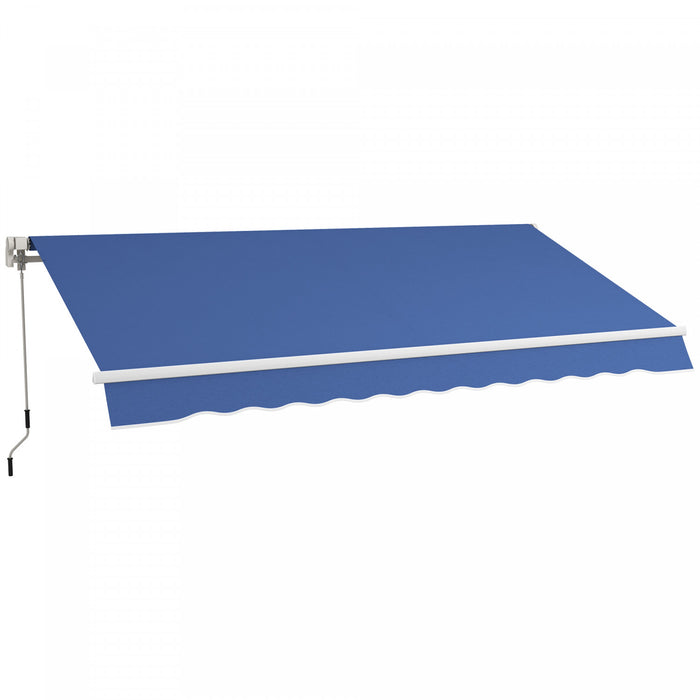 Outsunny Retractable Awning Manual Sun Shade Shelter Dark Blue