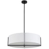 Dainolite Preston 4 Light Pendant 26\" Dia Matte Black White Shade Lamp