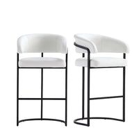 Augusta Modern Metal Upholstered Barstool in White - Set of 2