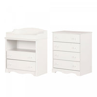 Angel Changing Table And 4-drawer Chest Set - Pure White 