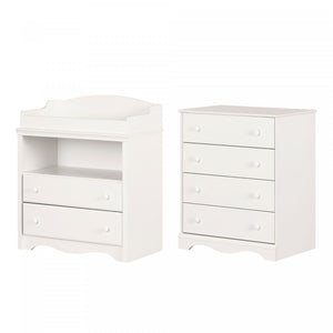 Angel Changing Table And 4-drawer Chest Set - Pure White 