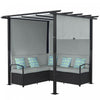Outsunny Patio Furniture W/ Retractable Canopy Pergola Sofa Set, Grey
