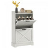 HOMCOM Farmhouse Slim Shoe Cabinet with 2 Flip Drawers Adjustable Shelves