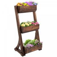 Outsunny 3-tier Raised Garden Bed Vertical Freestanding Outdoor Wooden Flower Rack Flower Pot Stands
