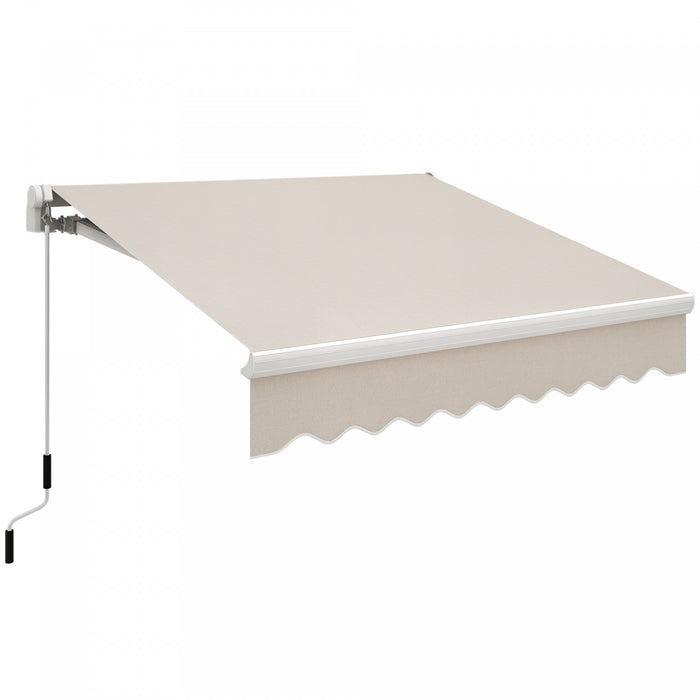 8'x7' Manual Retractable Sun Shade Patio Awning Canopy Shelter, Beige