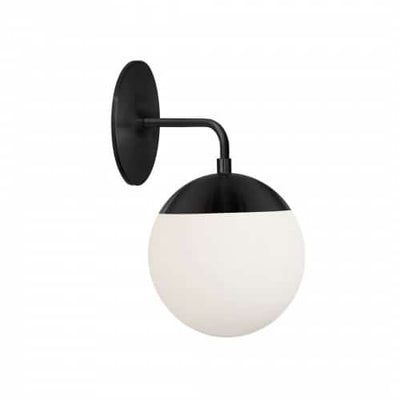Dainolite Dayana 1 Light Wall Sconce Down Light Matte Black Finish White Glass Lamp|Applique murale Dayana de Dainolite à éclairage vers le bas, en verre blanc, avec fini noir mat et 1 ampoule