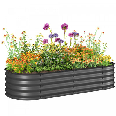 Outsunny Galvanized Raised Garden Bed Planter Box, 4.9 x 2 x 1ft, Dark Grey