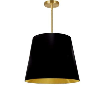 Dainolite Oversized Drum 1 Light Pendant tapered Drum Medium Black/Gold Shade Lamp|Luminaire suspendu moyen de Dainolite avec très grand abat-jour cylindrique effilé noir et doré, et 1 ampoule
