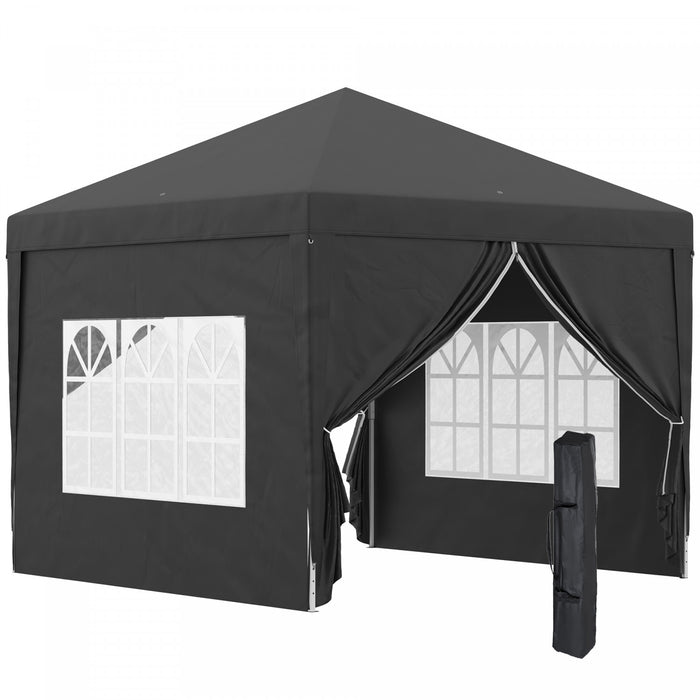 Outsunny 10'x10' Outdoor Pop Up Party Tent Gazebo Canopy With Carrying Bag (black)