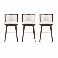 Evalyn Modern Wood Upholstered Barstool in White - Set of 3 