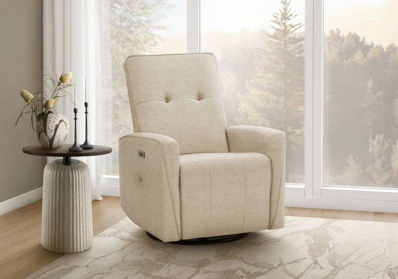 MONARCH SPECIALTIES 30\" WIDE UPHOLSTERED RECLINING CHAIR, USB PORTS INCLUDED, BEIGE FABRIC, CONTEMPORARY, MODERN RECLINER