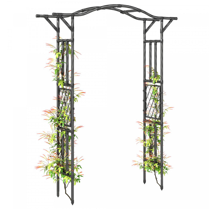 Outsunny Garden Arch with Extended Top, Outdoor Trellis Arbor, Black