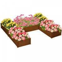 Outsunny DIY 5-box Raised Garden Bed Outdoor Flower Bed Set, Brown