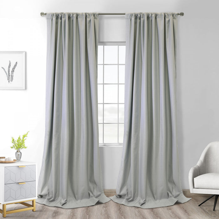 Thermaplus Brooklyn Grey Blackout Dual Header Curtain Panel - 52 x 95