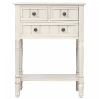 Olivia Solid Wood Console Table With Drawers And Bottom Shelf - White 
