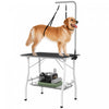 Pawhut 35in Dog Grooming Table With Adjustable Arm, Foldable Pet Grooming Table With Mesh Tray, Two Nooses, Rubber Surface, 35\" X 24\" X 61\", Black