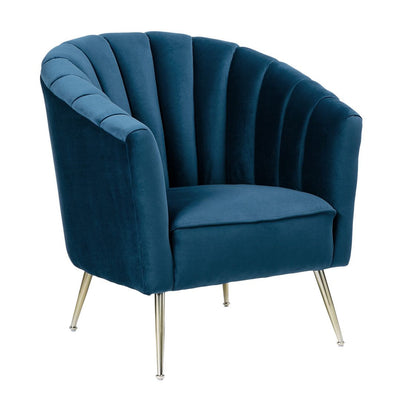 Manhattan Comfort Rosemont Velvet Accent Chair - Blue & Gold|Fauteuil d’appoint Rosemont de Manhattan Comfort en velours - bleu et doré