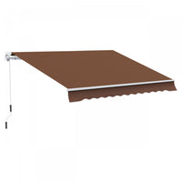 Outsunny Retractable Awning Manual Sun Shade Shelter, Coffee