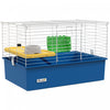 Pawhut 28\" L Rabbit Cage, Large Guinea Pig Cage Small Animal Cage With Water Bottle, Food Dish, Platform, Ramp, For Ferret, Chinchilla, Blue