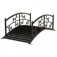 Outsunny 4' Metal Arch Garden Bridge With Siderails, Pond Bridge, Black