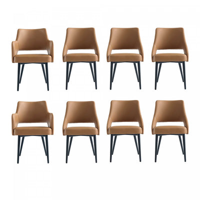 Tremont Modern 8-Piece Dining Chair Set in Saddle | Ensemble de 8 chaises de salle a manger Tremont Modern en cuir couleur selle