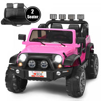 Costway 12v Kids Ride On Car 2 Seater Truck Rc Electric Vehicles W/ Storage Room Pink