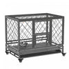 Pawhut Heavy Duty Dog Crate, Metal Dog Kennel Cage With Wheels, Openable Top, Removable Tray, Stainless Steel Bowl, For Small, Medium, Large Dogs, 36.4\" X 24.4\" X 31.1\"