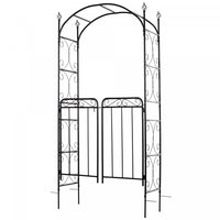 Outsunny 7' Metal Garden Arbor Arch With Scrollwork Doors For Ceremony, Weddings, Party, Backyard, L