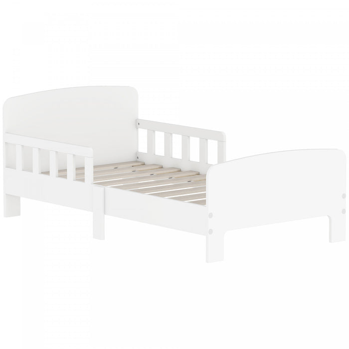 Qaba Toddler Bed Frame with Safety Side Rails for Girls and Boys, Bedroom Furniture, White