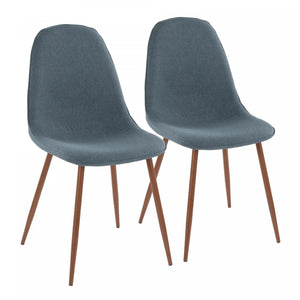 LumiSource Pebble Blue Fabric Mid-Century Modern Dining Accent Chair - Set of 2