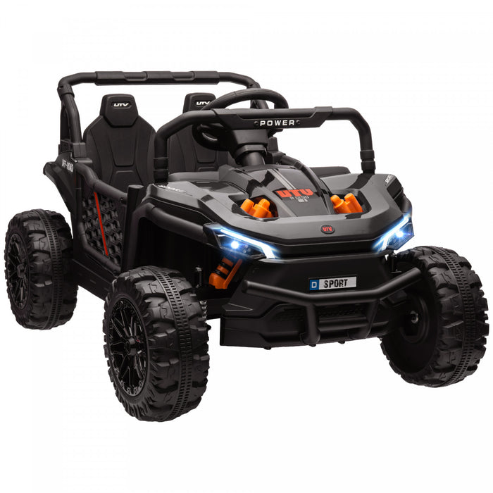 Qaba Kids Powered Ride-On Car, 12v Battery Powered Electric Car For Kids, Toy Truck With Remote Control, Spring Suspension, Led Headlights, 3 Speeds, Horn, Music, Black