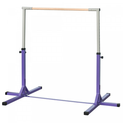 Soozier Gymnastics Bar for Kids, Height Adjustable 3' to 4.9', 13-Level Training Bar for Toddlers with 76.4-inch Extended Support, Purple