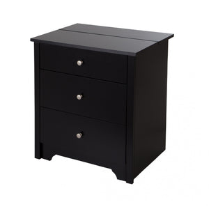 Vito Nightstand With Charging Station And Drawers - Pure Black 