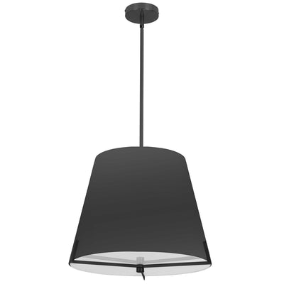 Dainolite Preston 4 Light Pendant 19" Dia Matte Black Black Fabric Shade Lamp|Luminaire suspendu Preston de Dainolite de 19 po de diamètre avec abat-jour en tissu noir, fini noir mat et 4 ampoules