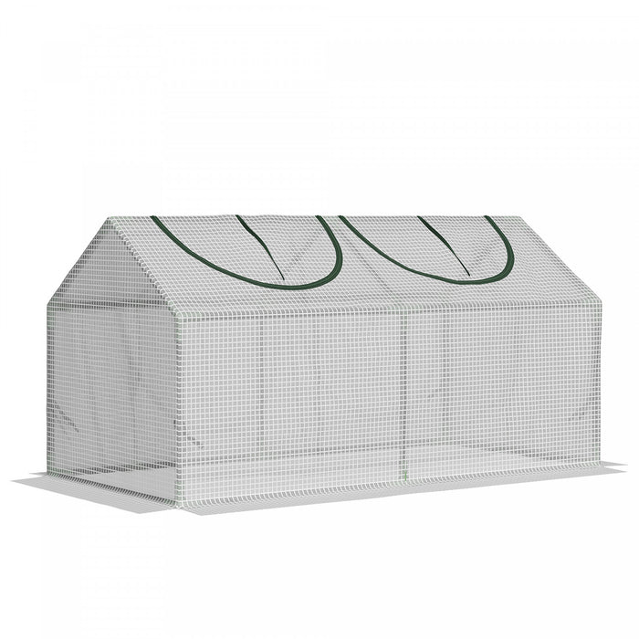 Outsunny 47\" X 24\" X 24\" Portable Mini Tunnel Greenhouse Garden Planting Outdoor Flower Warm House Box With 2 Windows Steel Frame Pe Cover, White