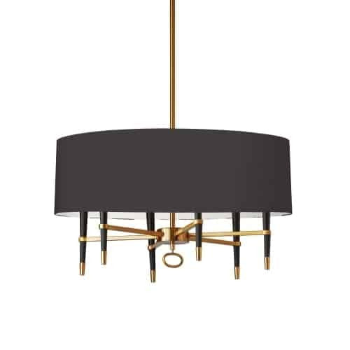 Dainolite Langford 6 Light Chandelier Vintage Bronze Black Shade Lamp