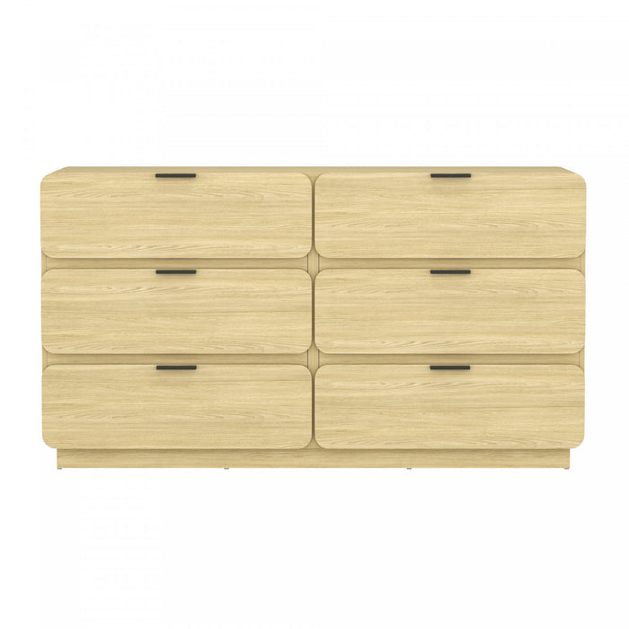Chrystie Contemporary Modern 60\" Dresser in Natural (6-Drawer)