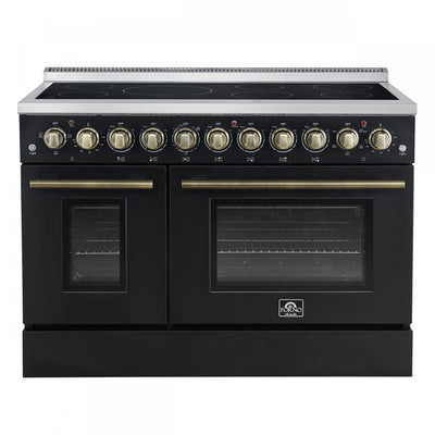 Forno Paolo 48 Inch Freestanding Electric Range in Black, 6.7 cu.ft - FFSEL6011-48BLK | Cuisiniere electrique Paolo 48 pouces, noire, 6,7 pi³ - FFSEL6011-48BLK