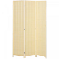 HOMCOM 6 Ft 3 Panel Room Divider, Folding Bamboo Privacy Screens, Natural