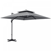 Outsunny 10' X 10' Cantilever Patio Umbrella With Double Top, Light Grey