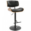 LumiSource Lombardi Faux Leather Mid-Century Modern Adjustable Barstool - Walnut/Black