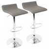 LumiSource Ale Grey Fabric Contemporary Adjustable Height Barstool with Swivel - Set of 2