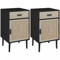 HOMCOM Bedside Table Set of 2 with Storage Drawer for Bedroom Living Room
