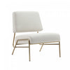 Serenity Contemporary Modern Metal Upholstered Lounge Chair in Ecru | Fauteuil lounge contemporain moderne en metal et tissu Serenity, coloris ecru