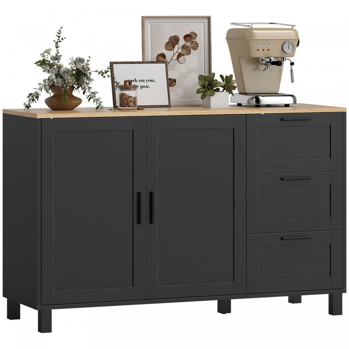 HOMCOM 47\" Buffet Cabinet with Soft-Close Doors, Modern Sideboard, Black