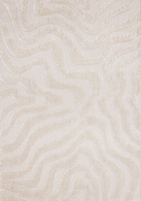 Lincoln Modern Luxurious Plush White Curves Area Rug - 5'3