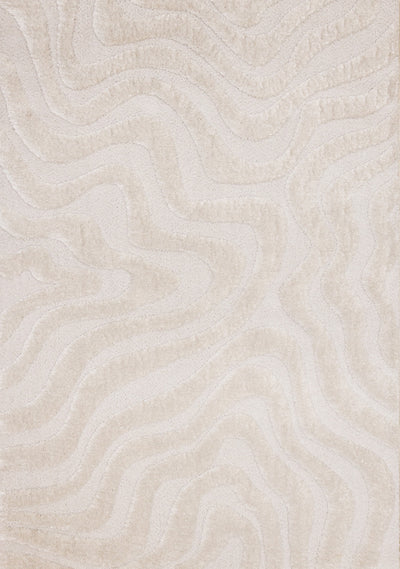 Lincoln Modern Luxurious Plush White Curves Area Rug - 5'3" x 7'7"|Carpette moderne, luxueuse et moelleuse Lincoln blanche à motif de courbes - 5 pi 3 po x 7 pi 7 po